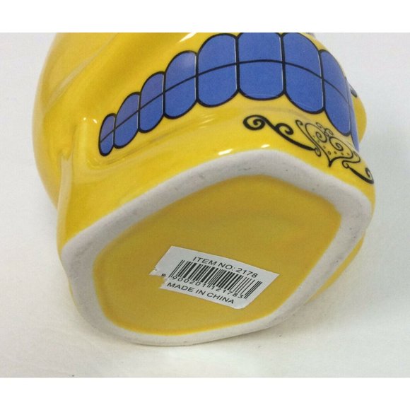 Day Of The Dead Skull Ceramic Coffee Cup Mug 11 Oz Yellow Skeleton Halloween - Picture 5 of 6